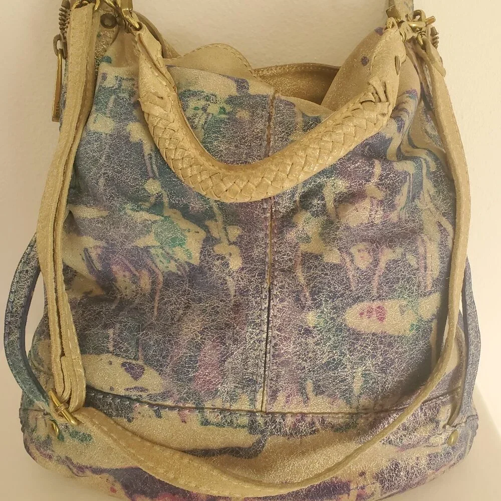 Painted Leather Purse glitter bag pink purple blue beige tan cowgirl fossil dyed